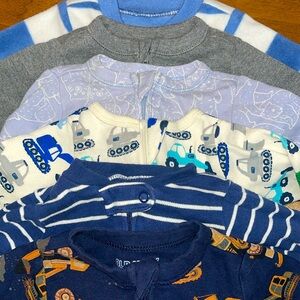 OLD NAVY CARTERS EUC 100% Cotton Bundle of 6 Newborn Baby Boy Sleeper Pajama